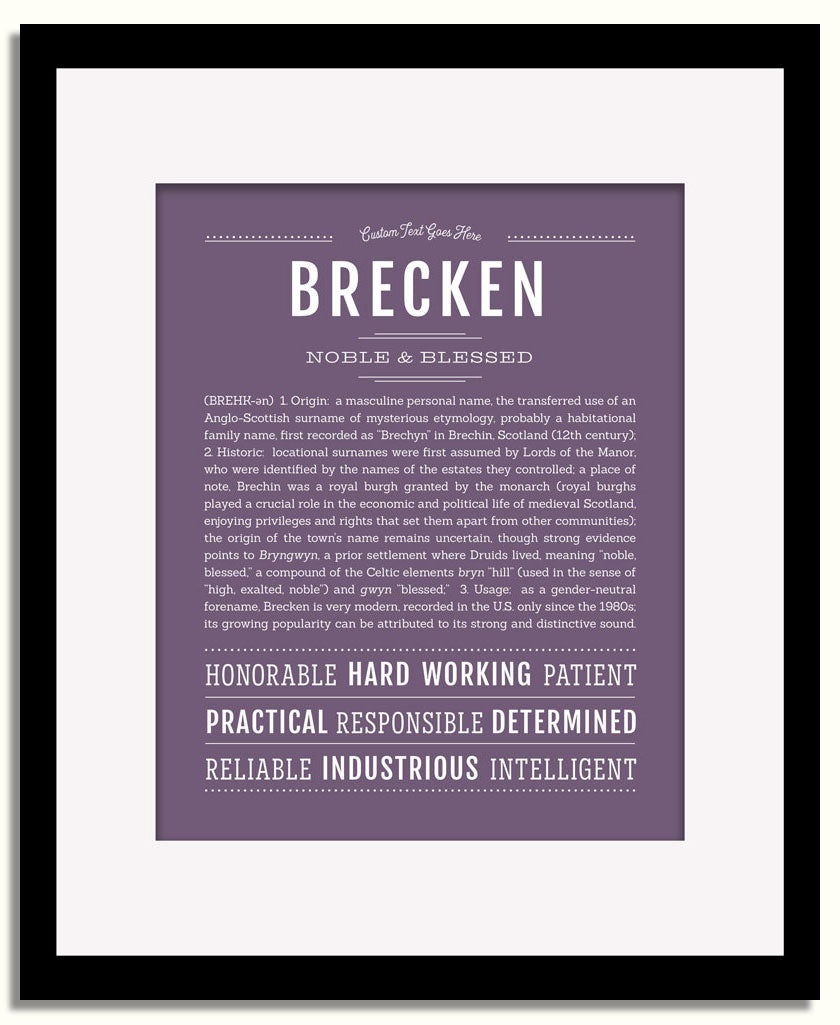 Frame Options | Deep Purple | Black Frame, Matted