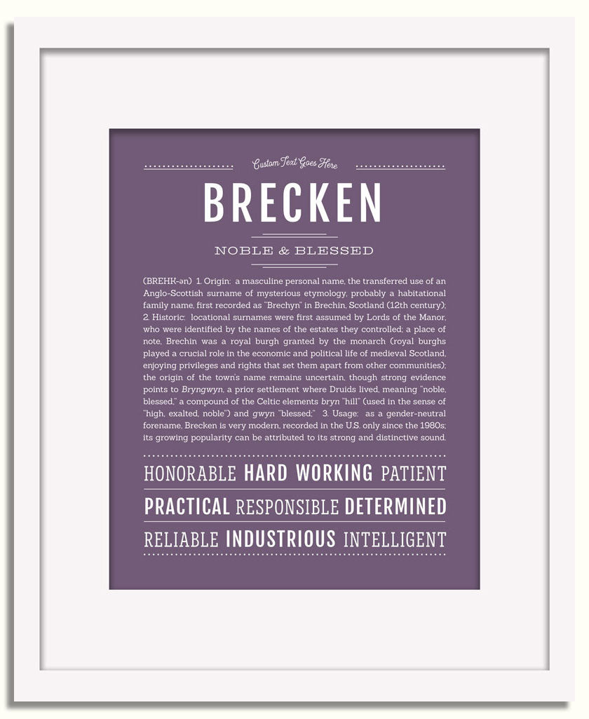 Frame Options | Deep Purple | White Frame, Matted