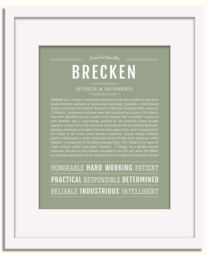 Frame Options | Sage | White Frame, Matted