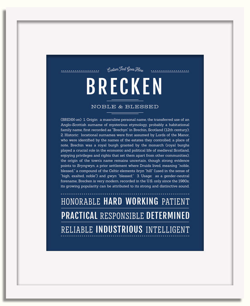 Frame Options | Midnight Blue | White Frame, Matted