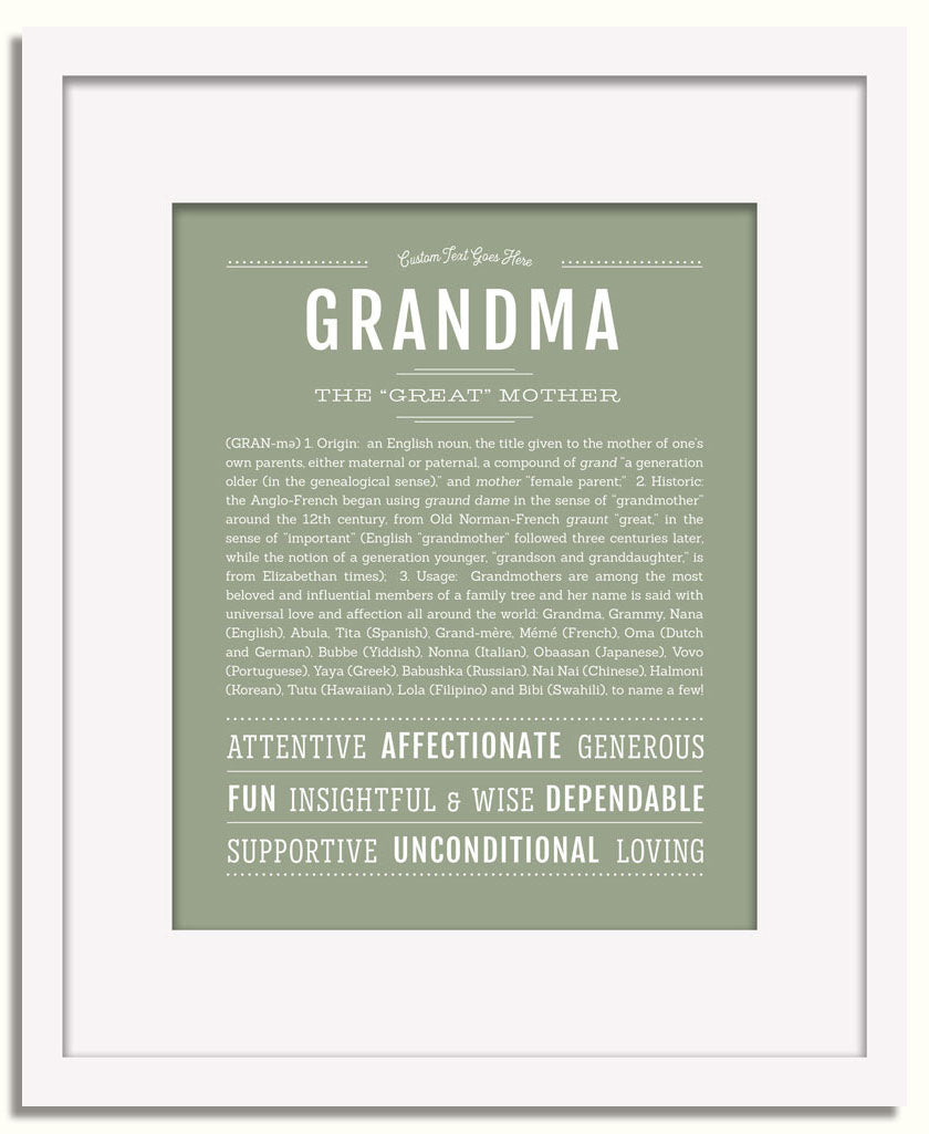 Frame Options | Sage | White Frame, Matted