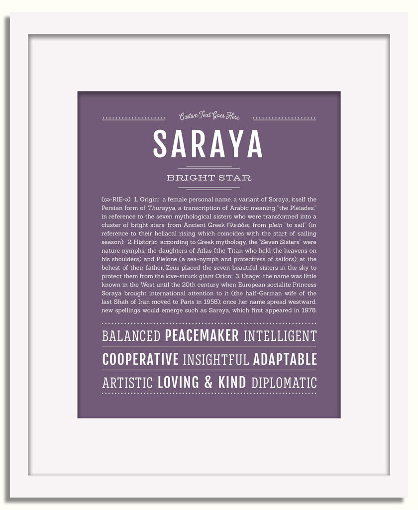 Frame Options | Deep Purple | White Frame, Matted