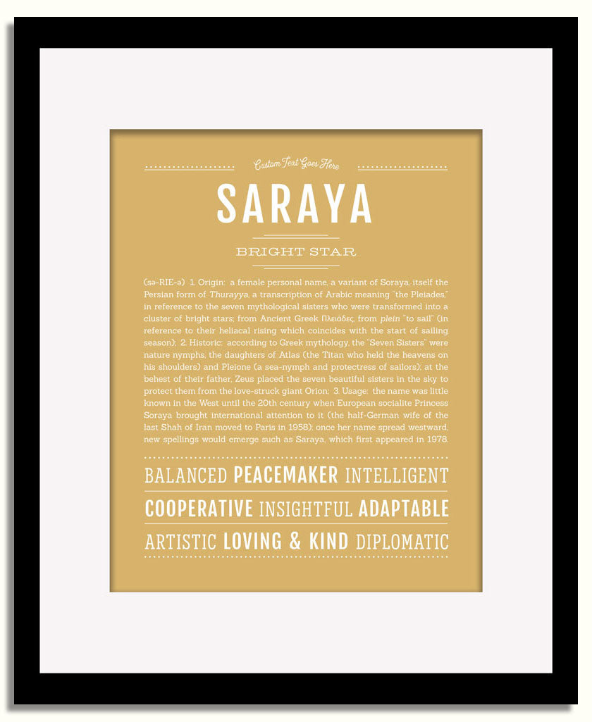 Frame Options | Matte Gold | Black Frame, Matted