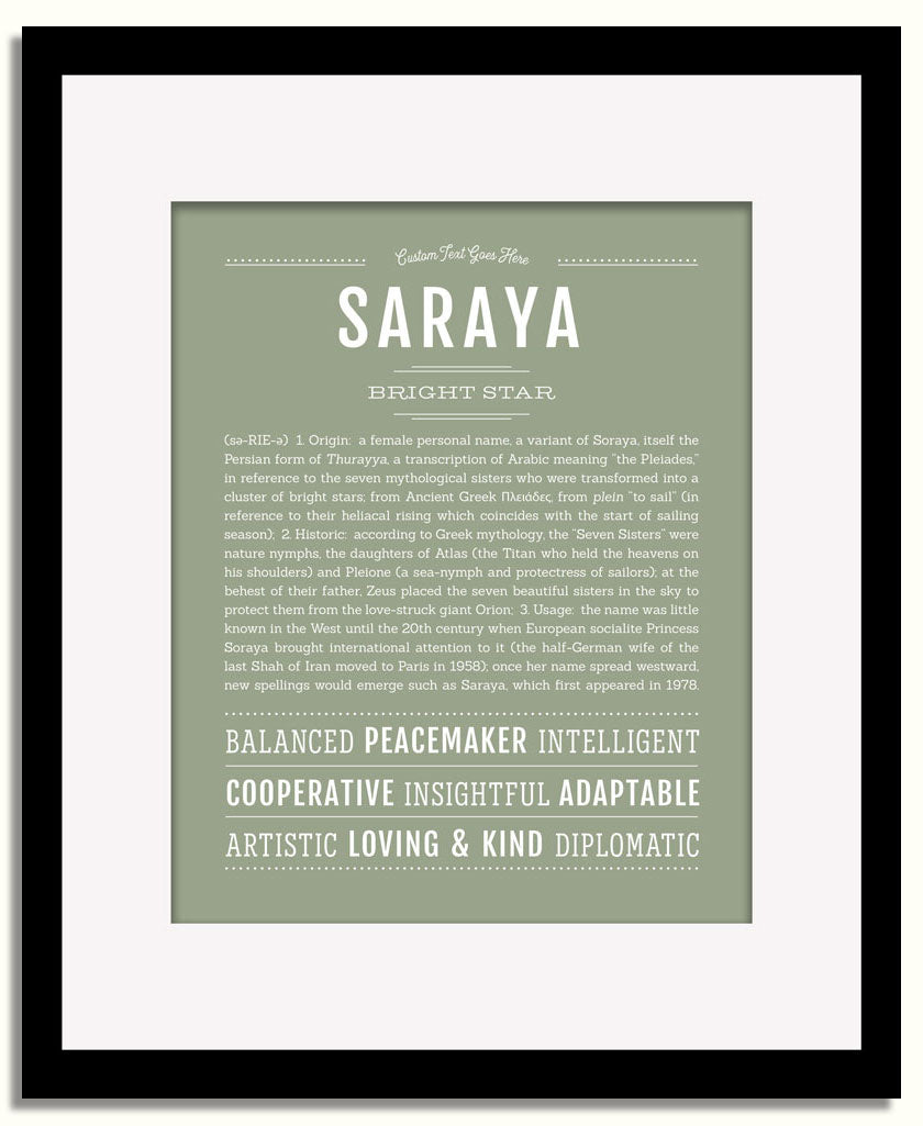 Frame Options | Sage | Black Frame, Matted