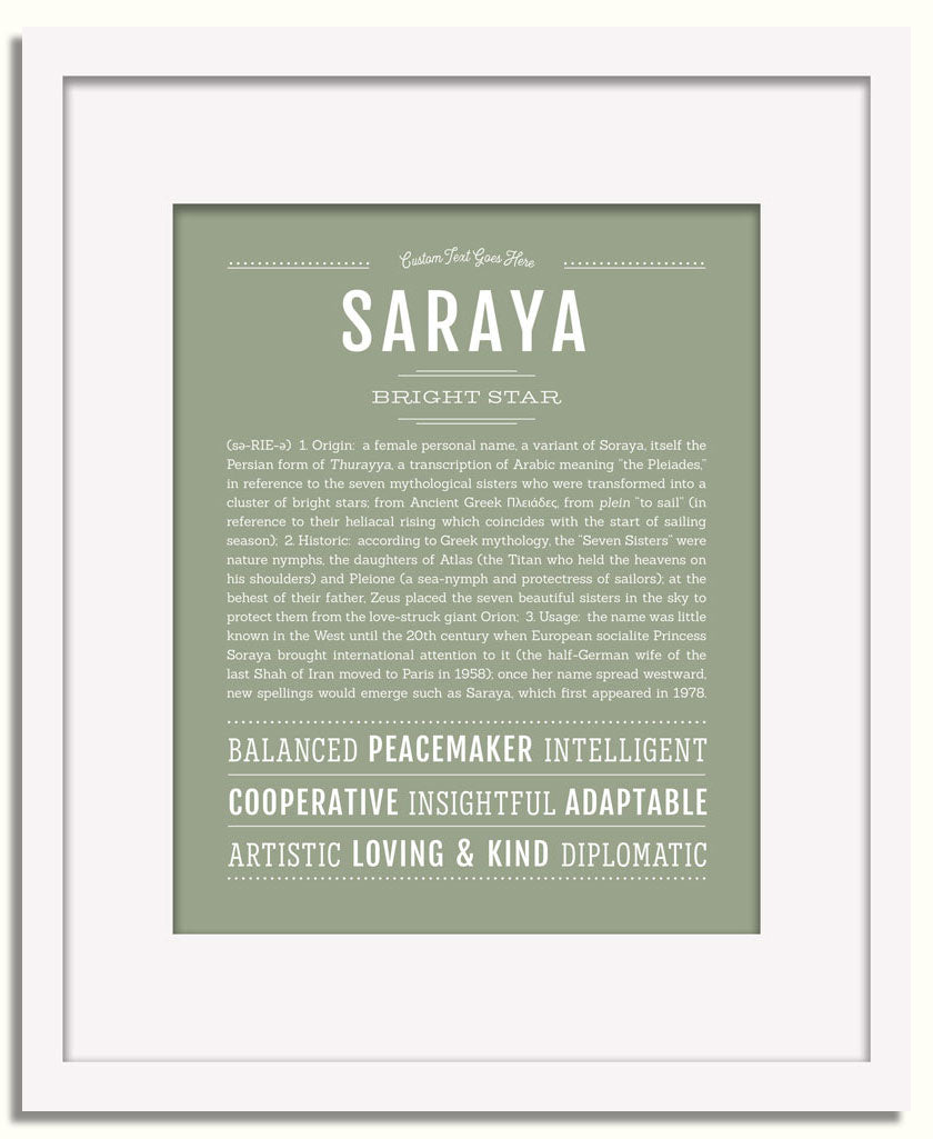 Frame Options | Sage | White Frame, Matted