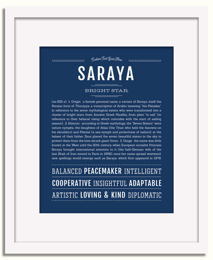 Frame Options | Midnight Blue | White Frame, Matted