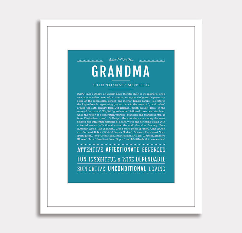 Frame Options | Teal Blue | White Frame, Matted