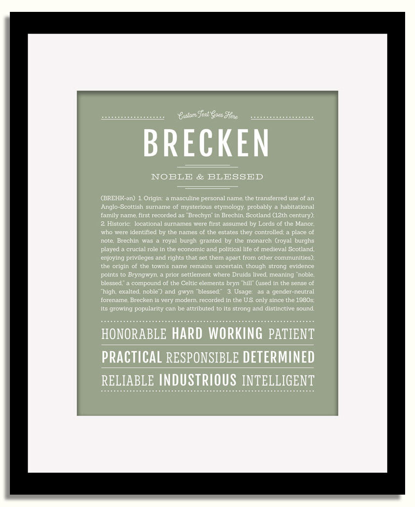 Frame Options | Sage | Black Frame, Matted