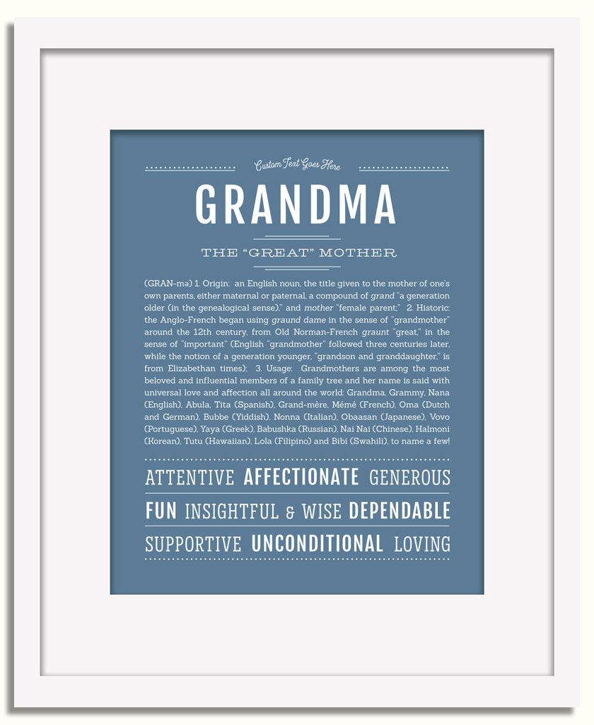 Frame Options | Steele Blue | White Frame, Matted