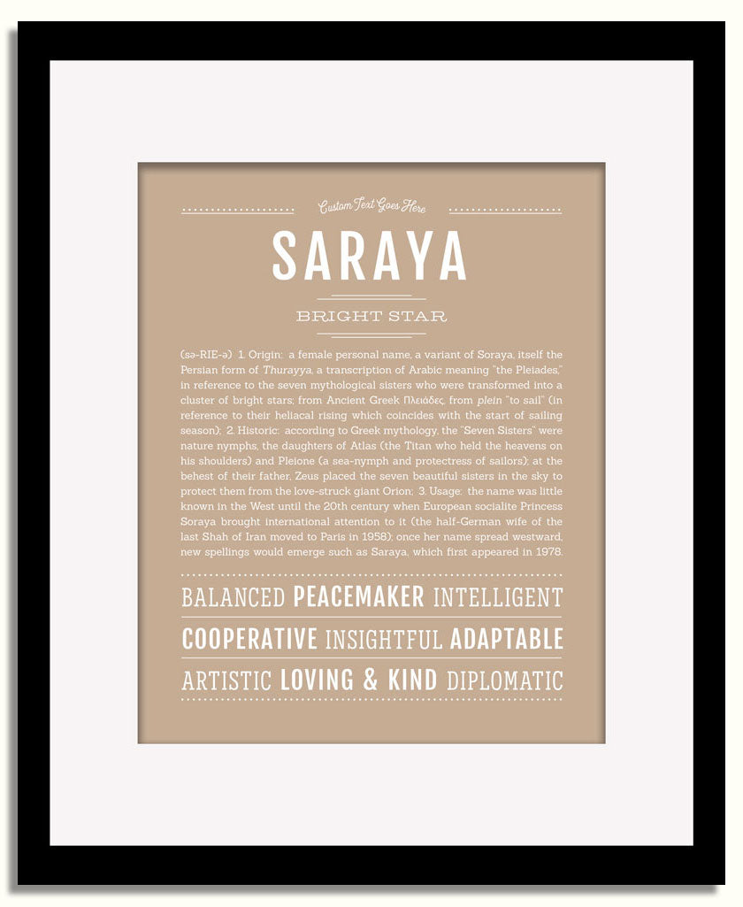 Frame Options | Tan | Black Frame, Matted