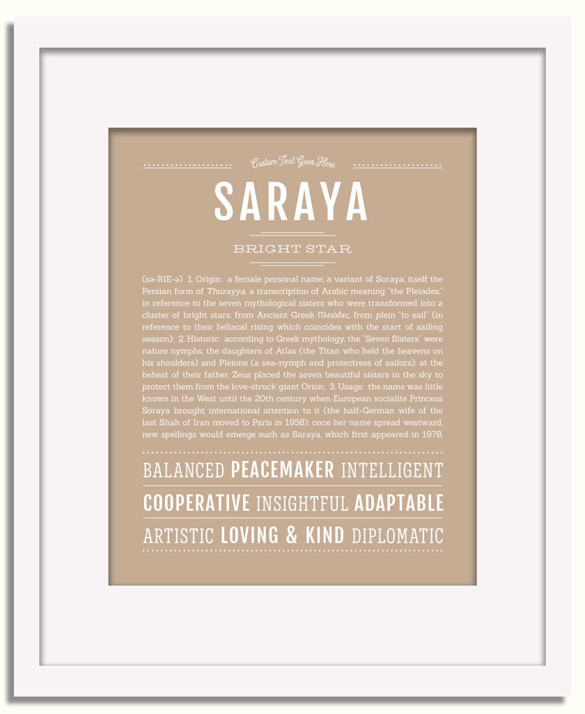 Frame Options | Tan | White Frame, Matted