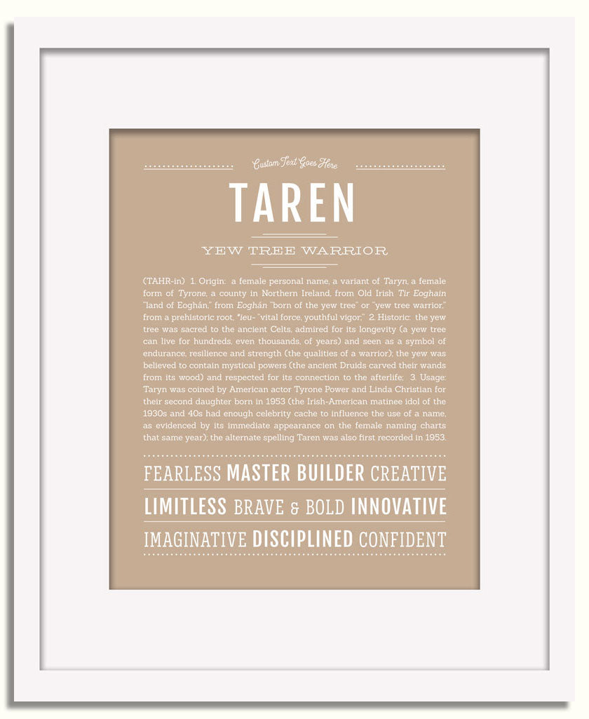 Frame Options | Tan | White Frame, Matted