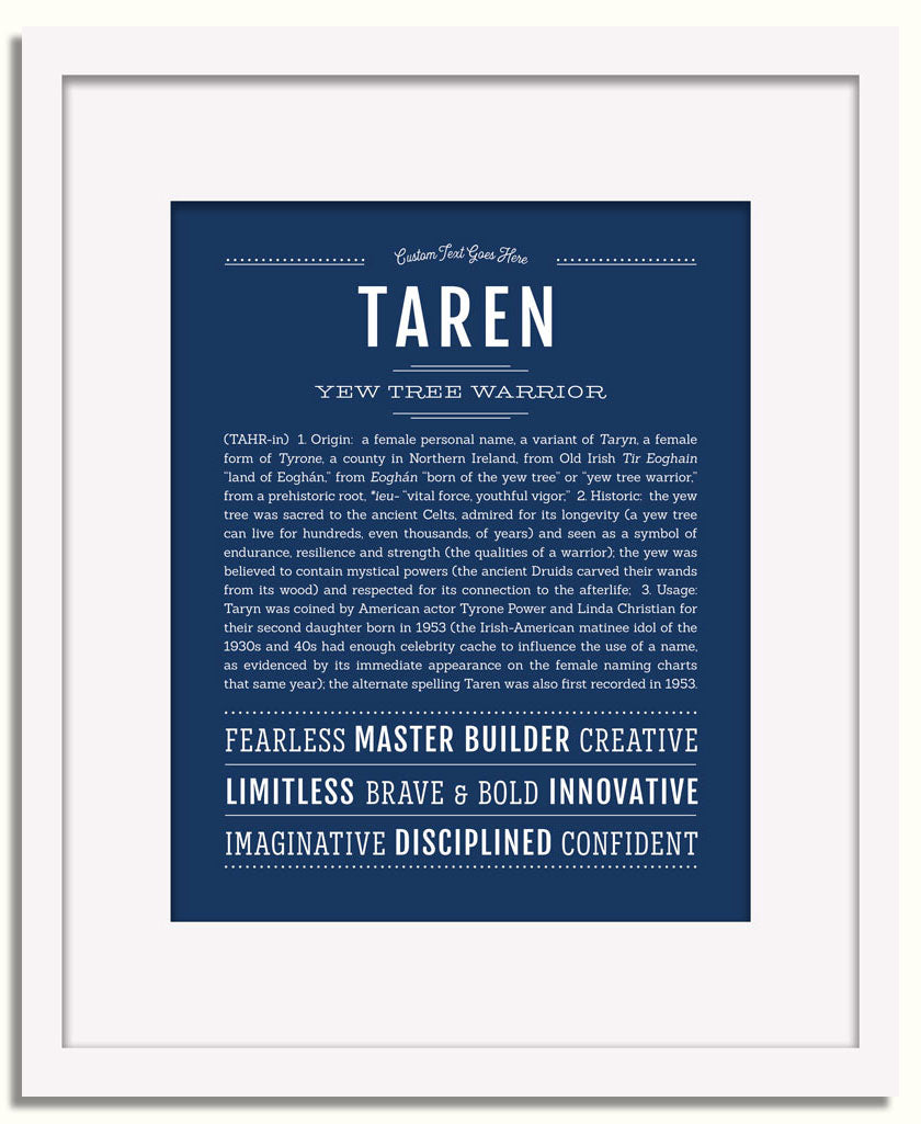 Frame Options | Midnight Blue | White Frame, Matted