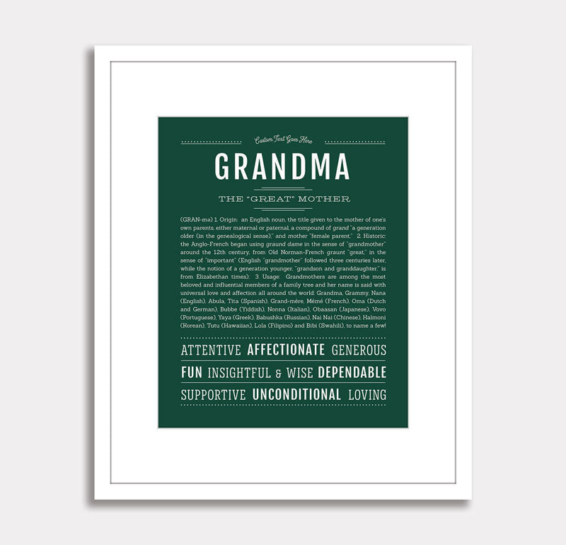 Frame Options | Emerald Green | White Frame, Matted